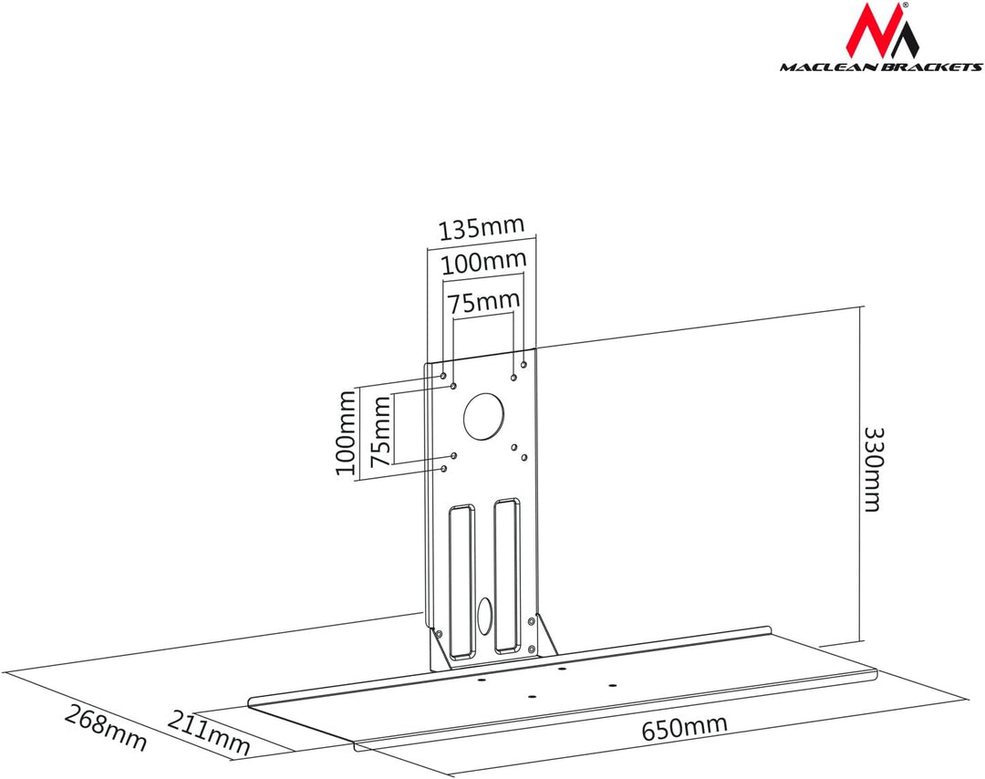 Maclean MC-756 Tastaturhalterung VESA 75x75 100x100 Tastatur und Maus Halterung Zulage für Monitorha