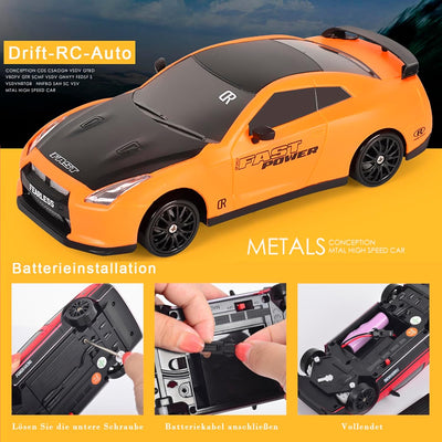 Siereolly RC Drift Car 1:24 Ferngesteuertes Auto 2,4Ghz Spielzeugauto 15km/h 4WD Ferngesteuertes Ren