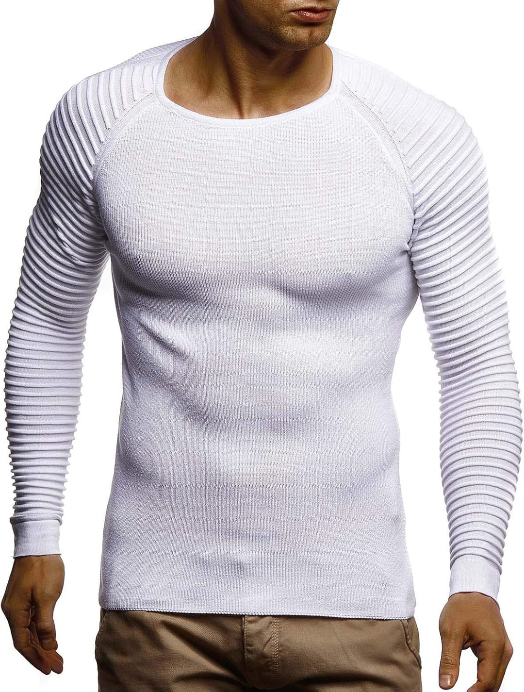 LEIF NELSON Herren Strickpullover Basic Rundhals Crew Neck Sweatshirt Langarm Sweater Feinstrick LN2