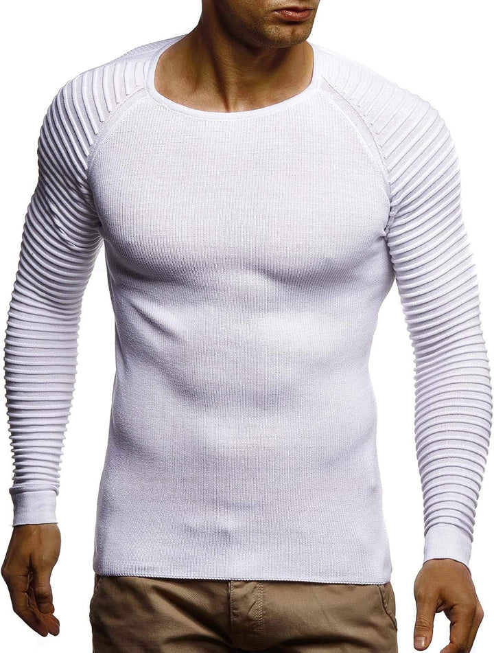 LEIF NELSON Herren Strickpullover Basic Rundhals Crew Neck Sweatshirt Langarm Sweater Feinstrick LN2