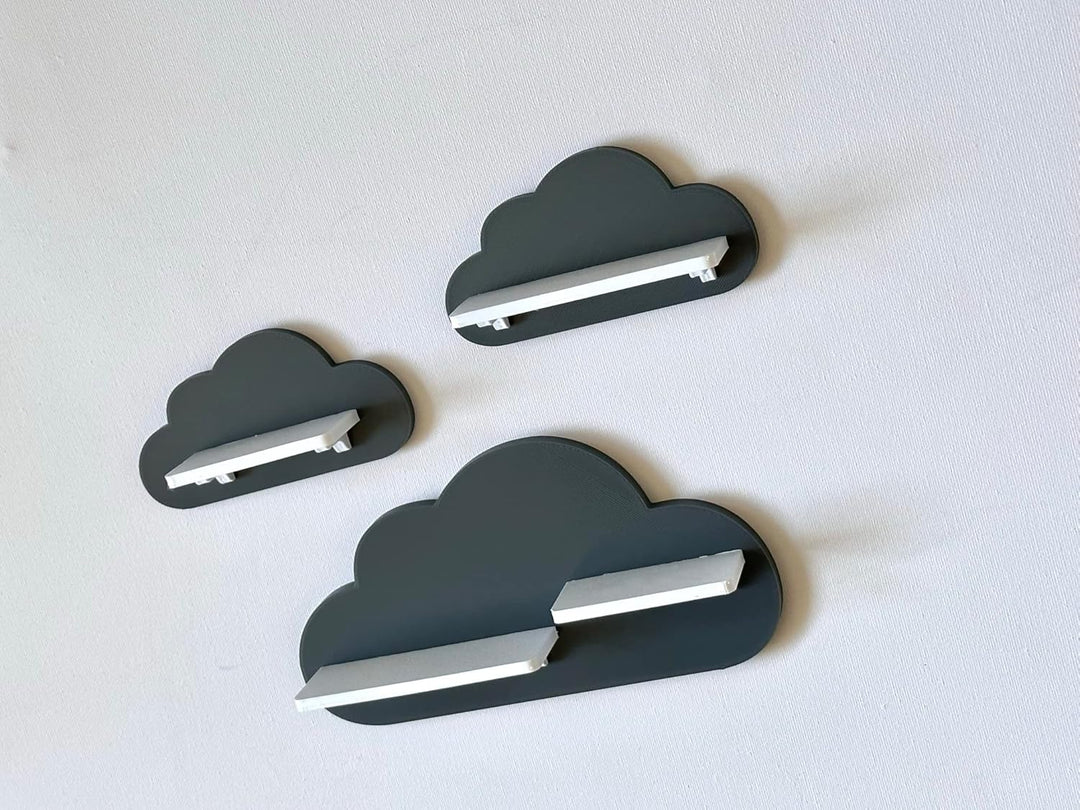 3er Wolken-Set passend/Kompatibel für die Toniebox Toniefiguren (Dunkelgrau) Grau, Dunkelgrau, Grau,