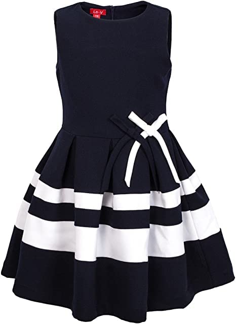 La-V Festliches Kleid gestreift mit Schleifen 92-98 Maritime, 92-98 Maritime