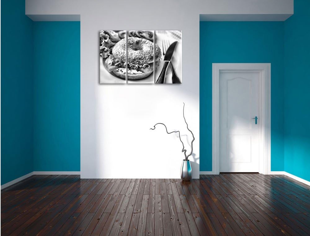 Pixxprint Frischer Lachs Beagle als Leinwandbild/Grösse: 3 Teilig (120x80) cm/Wandbild/Kunstdruck/fe