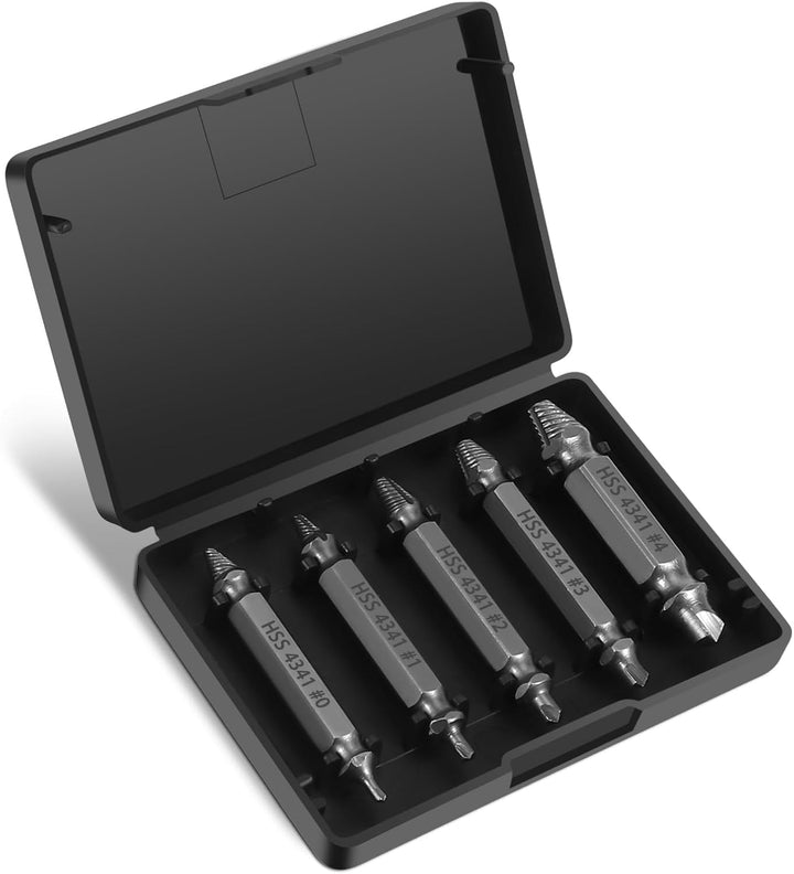 HSS 4341 Schraubenausdreher Set, 5-teilig M3-M18 Beschädigte Schrauben Entferner, Linksdreher mit Se