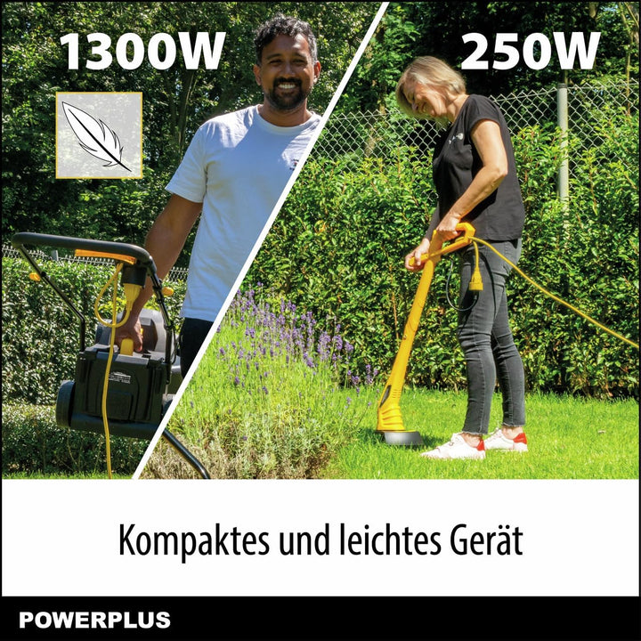 Powerplus Elektrischer Rasenmäher und Rasentrimmer POWXG62205T - Rasenmäher mit 1300 W und 320 mm Ø