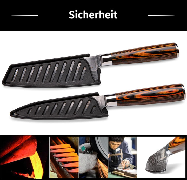 Wolfblood Damastmesser-Set 2er (24cm) Profi-Damast-Küchenmesser Set aus 67 Lagen Damaststahl I Küche