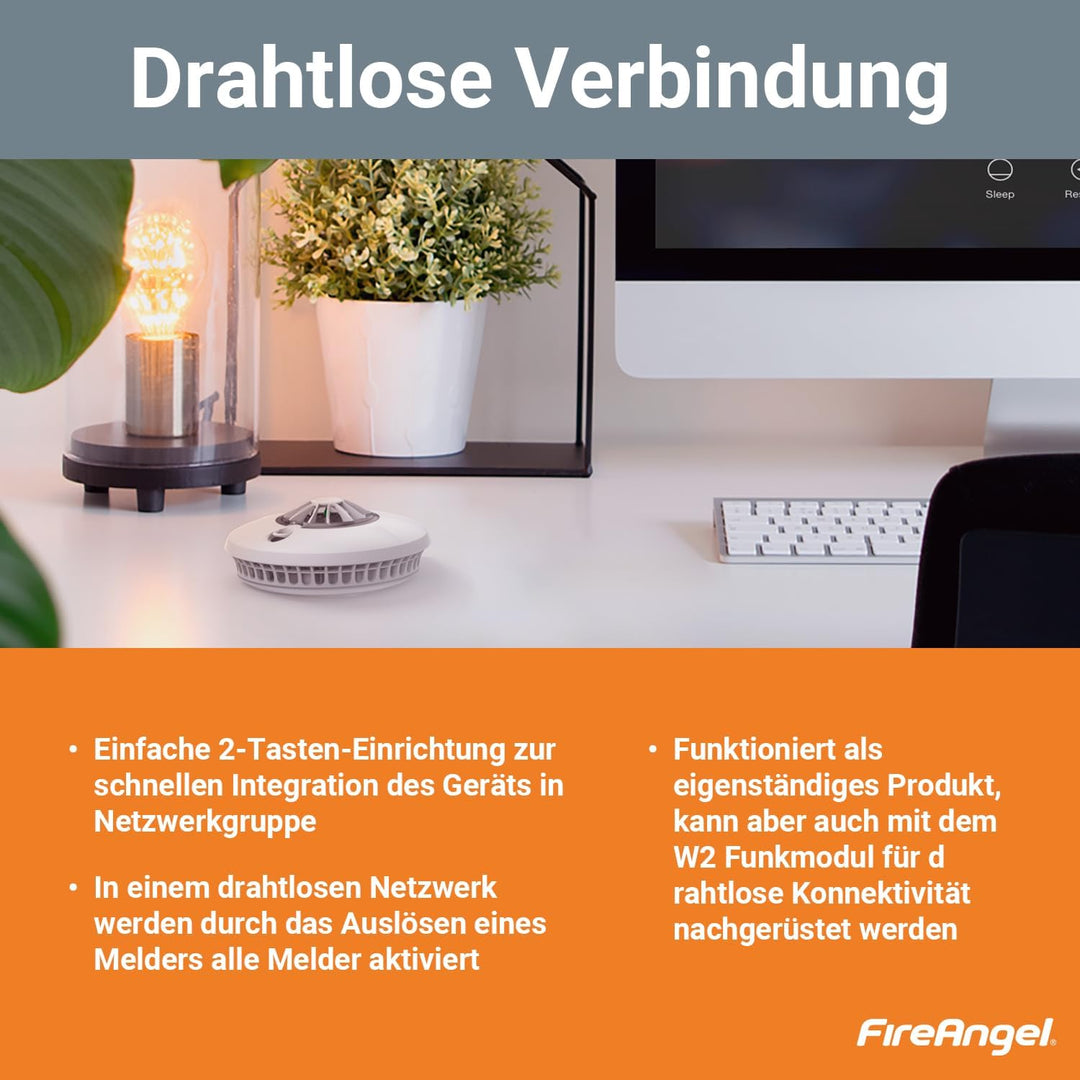 Fire Angel HT-630-EUT Thermistek Hitzemelder 10 Jahre Batterie Lebensdauer, funk vernetzbar, HT-630