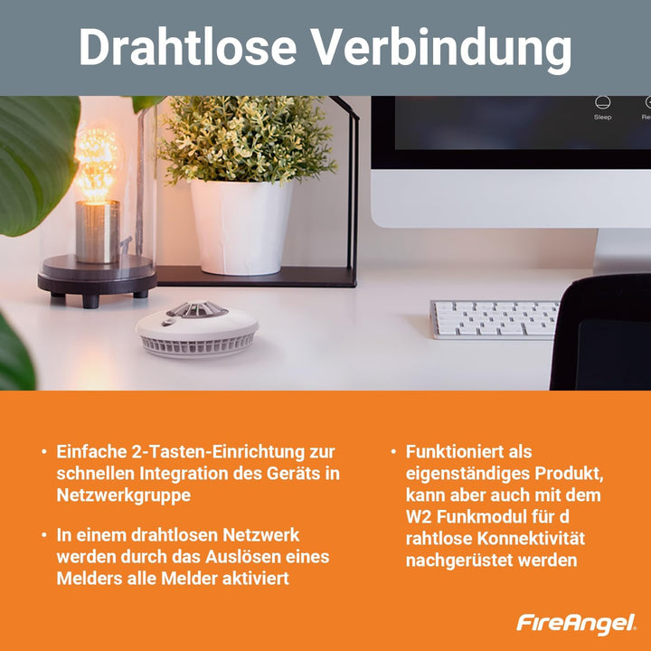 Fire Angel HT-630-EUT Thermistek Hitzemelder 10 Jahre Batterie Lebensdauer, funk vernetzbar, HT-630