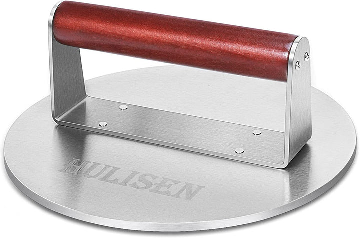 HULISEN 21,6 cm Burgerpresse, 1,1 kg, robuste Speck- und Grillpresse, Edelstahl, zerkleinerte Burger