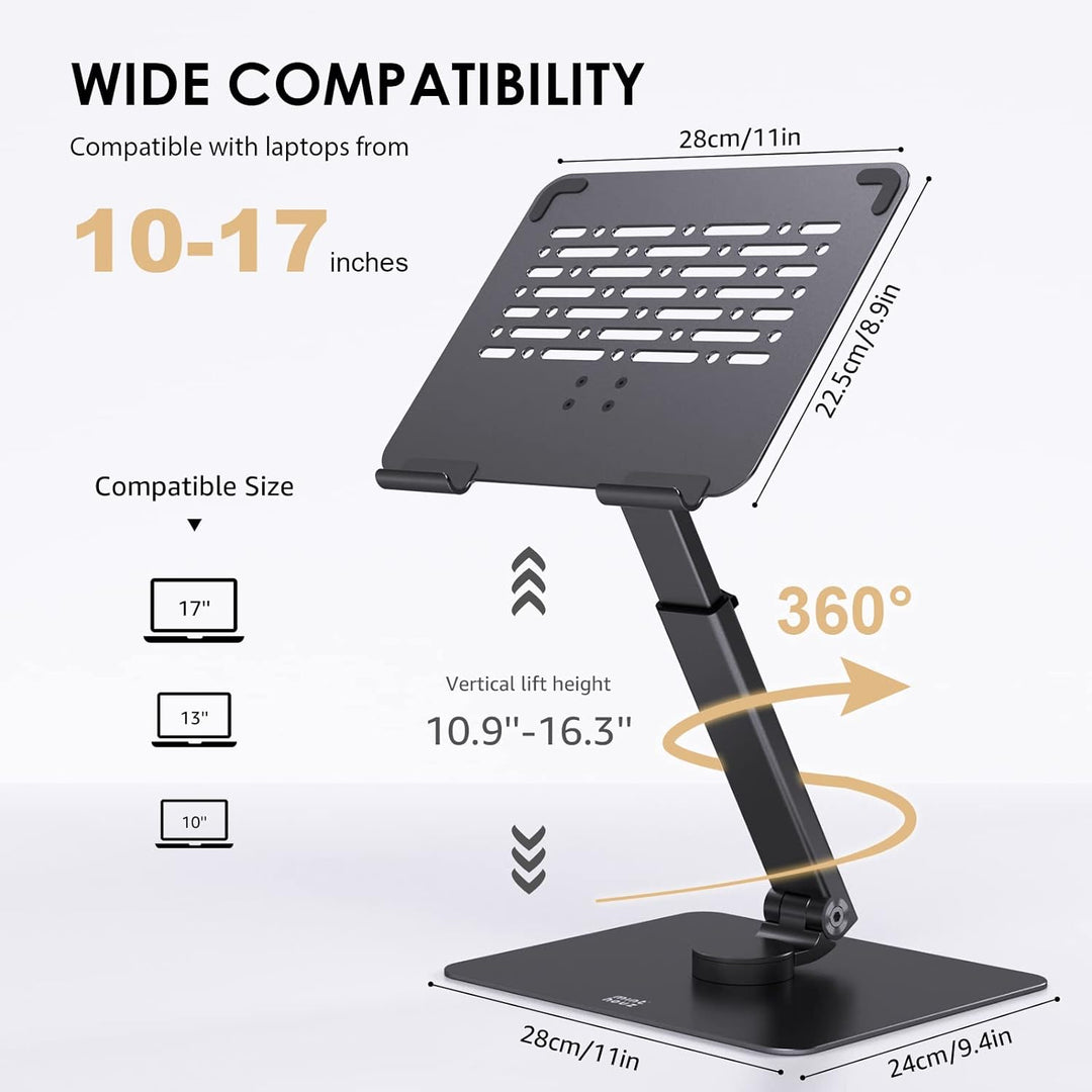Minthouz 360° Schwenkbarer Laptop Ständer für Schreibtisch, Höhe/Winkel Verstellbare Laptop Halterun
