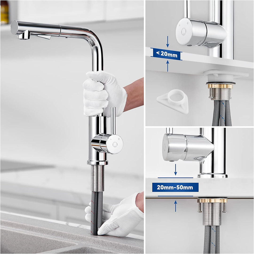 Wasserhahn Küche Ausziehbar, CECIPA Hochdruck Küchenarmatur mit Brause, Mischbatterie Küche mit 2 St