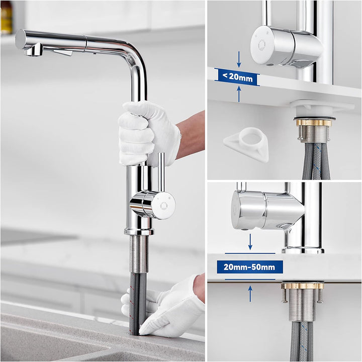 Wasserhahn Küche Ausziehbar, CECIPA Hochdruck Küchenarmatur mit Brause, Mischbatterie Küche mit 2 St