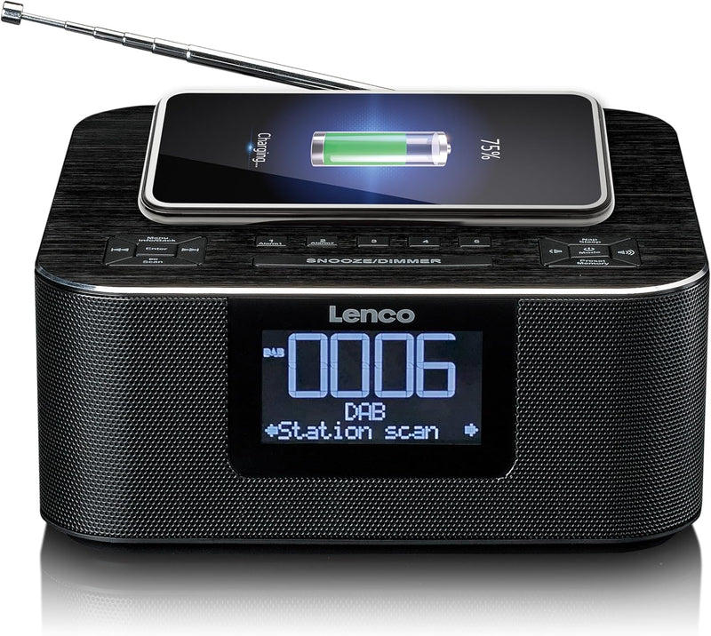 Lenco CR-650 DAB+ Radiowecker - Uhrenradio mit DAB+ und FM - 20 Senderspeicher - Schlummerfunktion -