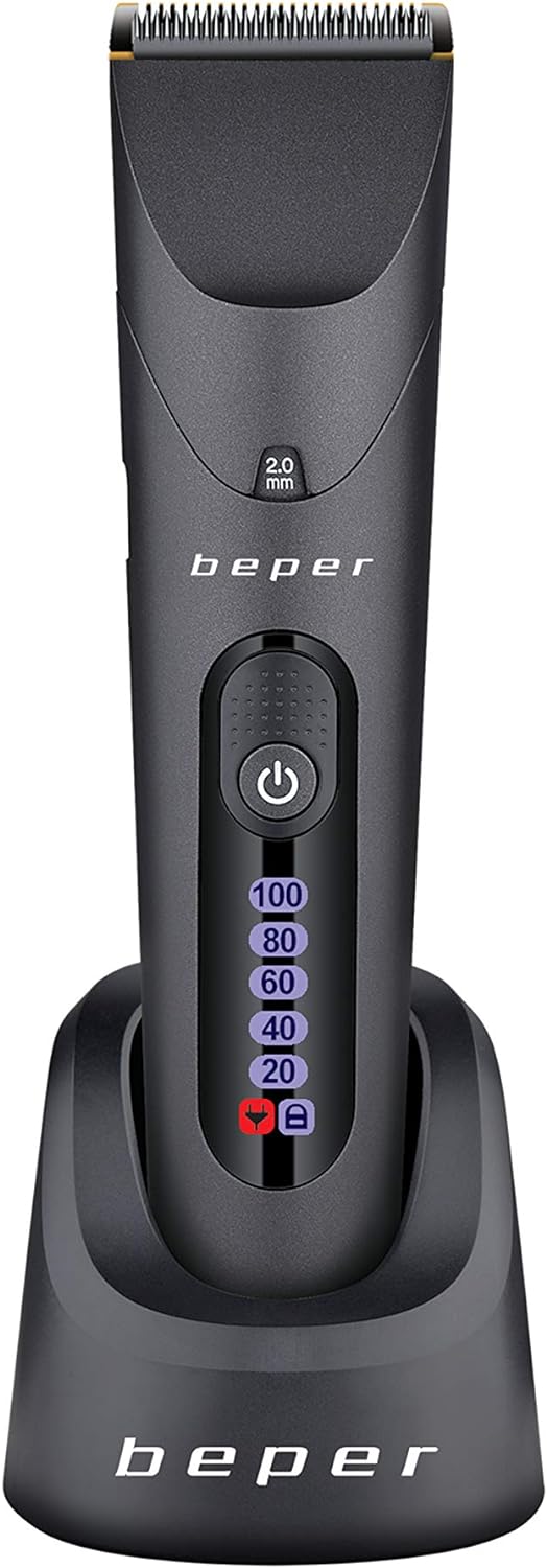 BEPER 40.743 Haarschneidemaschine wiederaufladbar, Plug and Play, digital, 32 Längeneinstellungen