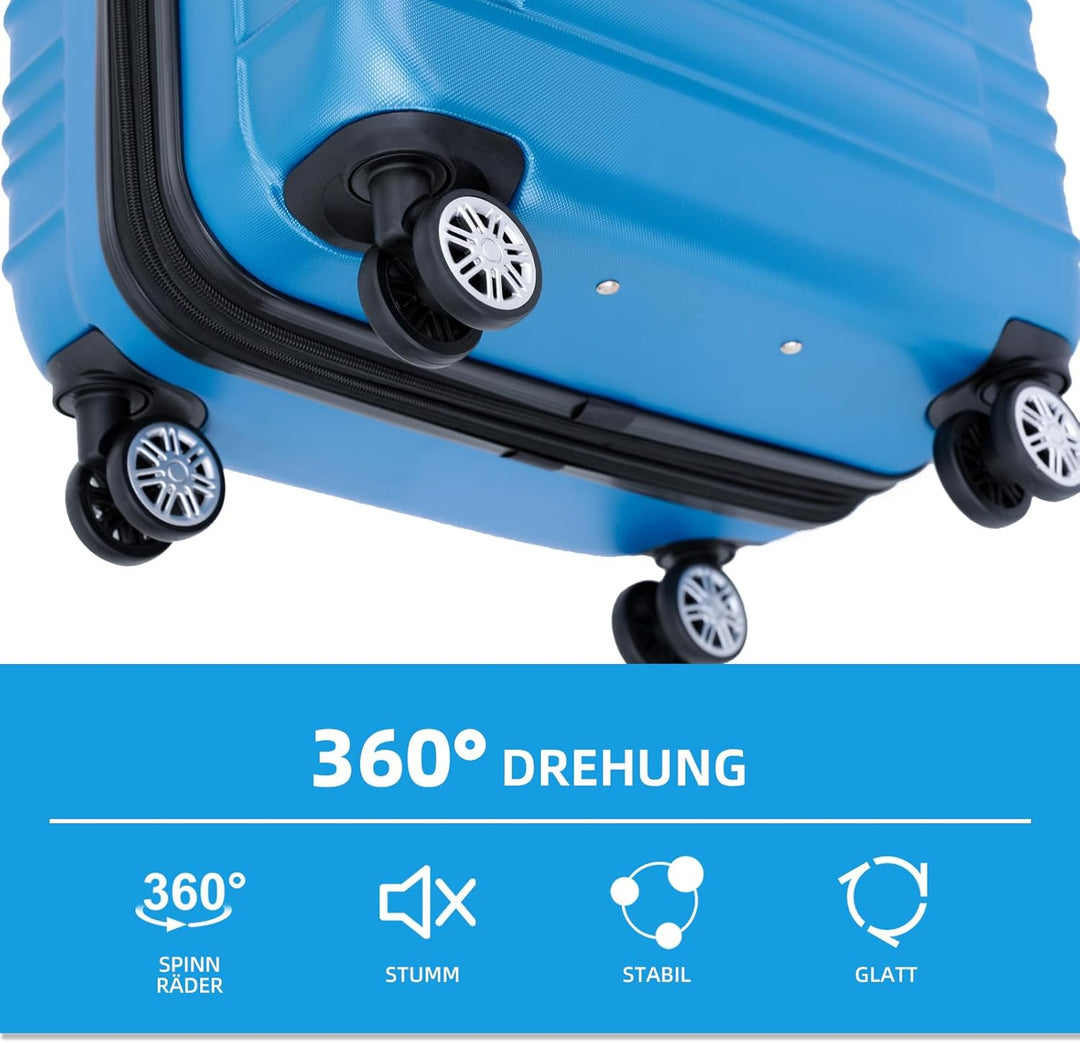 BEIBYE Hartschalen Koffer Trolley Rollkoffer Reisekoffer Zwillingsrollen Kofferset (Türkis, Set) Tür