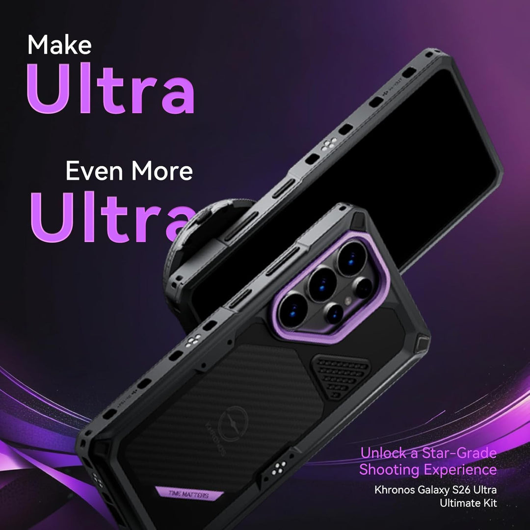 Tilta Khronos Galaxy S26 Ultra Hülle Space Gray, Kamerakäfig mit Quick-Release Snap-In, integrierten