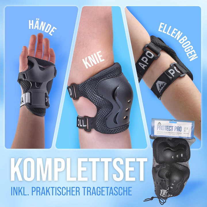 Apollo Schoner Set für Kinder, Knie und Ellenbogenschützer Kinder und für Handgelenk, Protektoren Ki