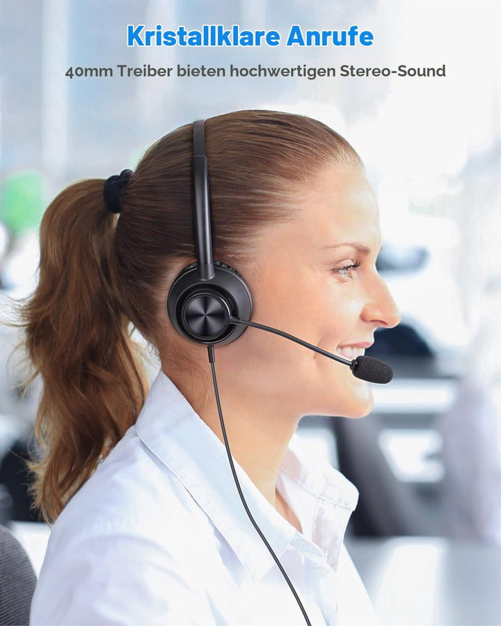 New Bee USB Headset mit Mikrofon, PC Headset mit USB-A &amp; USB-C, Verstellbares Mikrofon für Call Cent