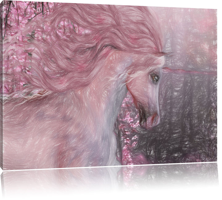 Pixxprint Einhorn als Leinwandbild/Grösse: 100x70 cm/Wandbild/Kunstdruck/fertig bespannt, 100x70