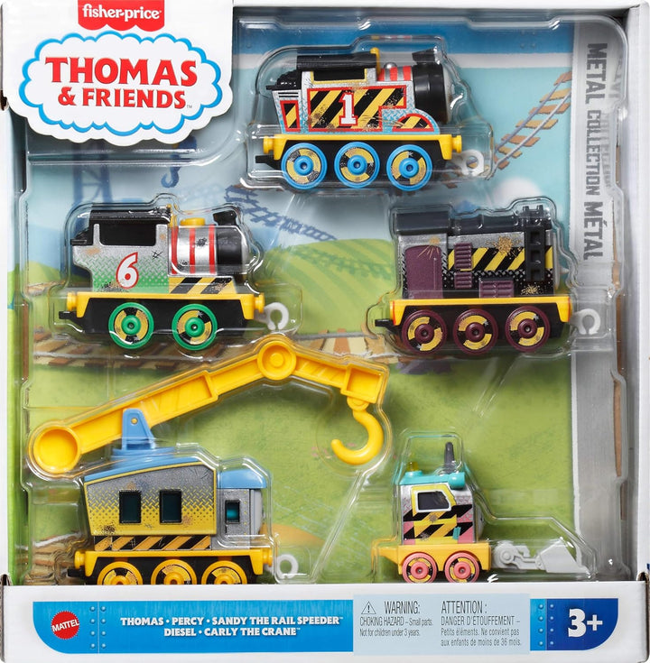Thomas & seine Freunde Die-Cast-Fahrzeugset Bautrupp, 5 Spielzeug-Lokomotiven zum Schieben für Kinde