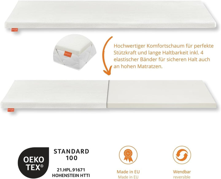 sleepling Topper extra Feste Matratzenauflage, Härtegrad 4 ab 100 kg, Matratzentopper 90 x 200 x 5 c