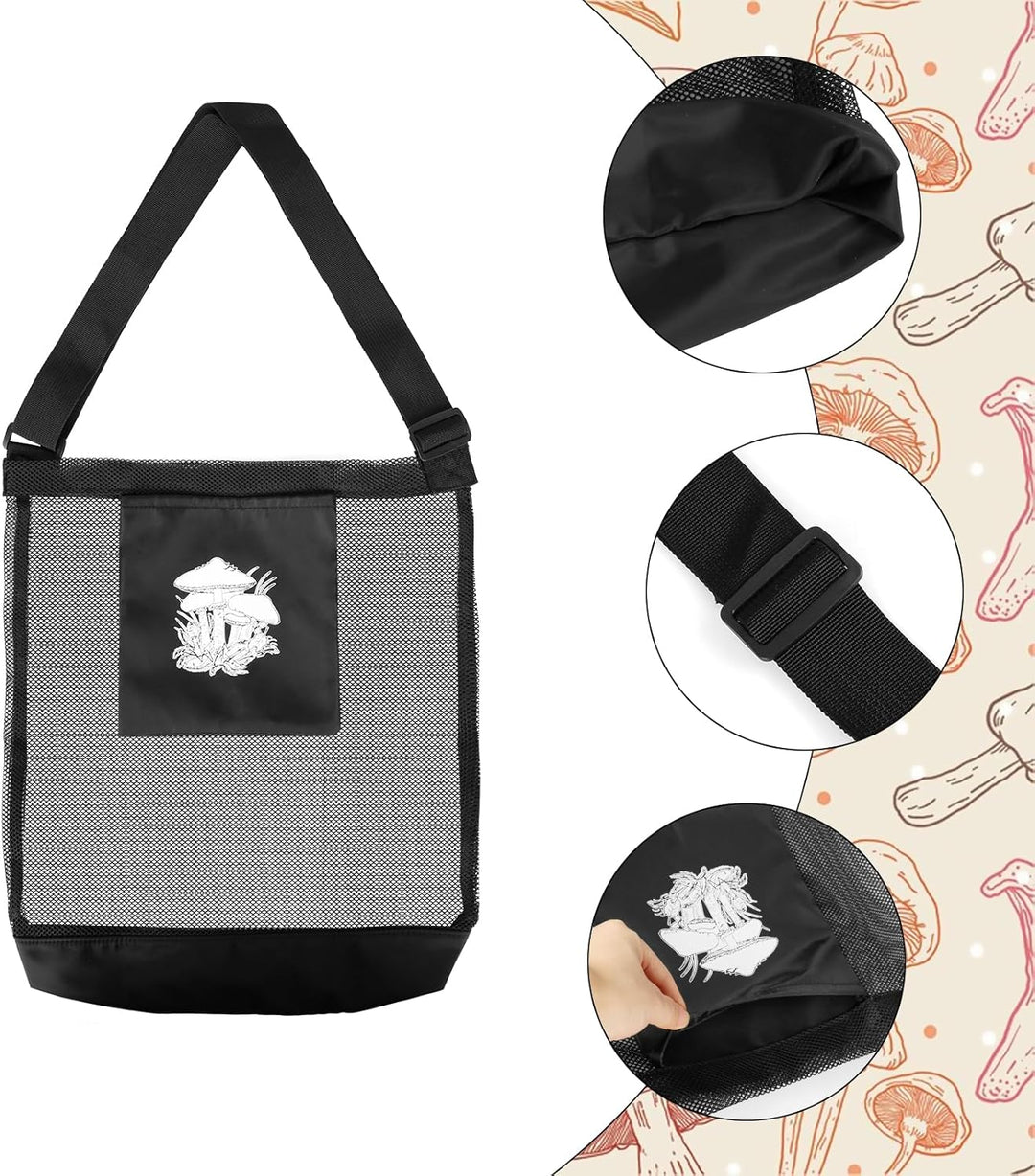 Pilz Jagdtasche Pilz Sammeltasche Schwarz Netz Pilz Futtertaschen Pilze Sammeln Tasche mit Verstellb