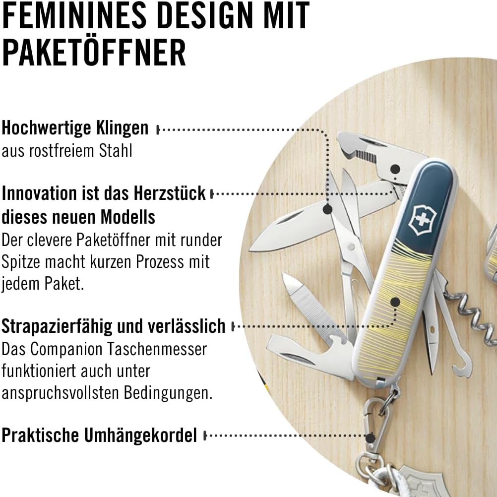 VICTORINOX Taschenmesser Companion, 16 Funktionen, Swiss Made, Multitool für Frauen, inkl. Geschenkb