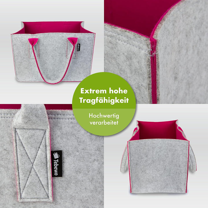 Tebewo 2er-Set Filztasche - praktische Einkaufstasche im Doppelpack - Shopping Bag - Einkaufskorb au