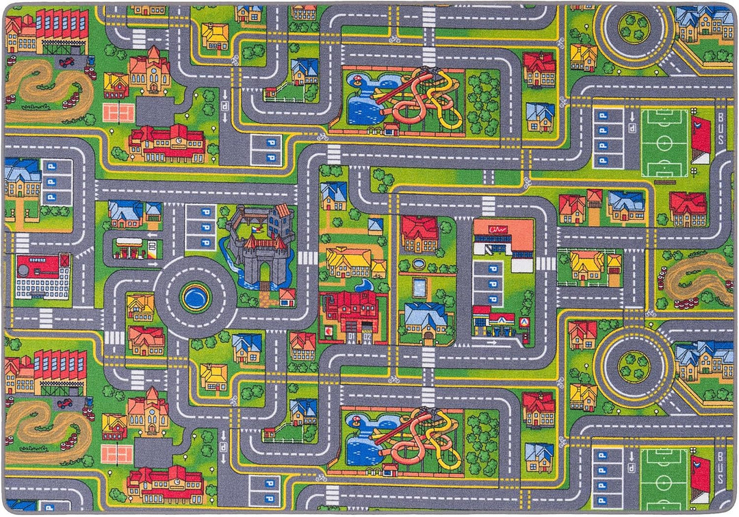 Pergamon Strassenteppich Beidseitig Kinder Spielteppiche für Kinderzimmer und Spielzimmer 80x160 cm