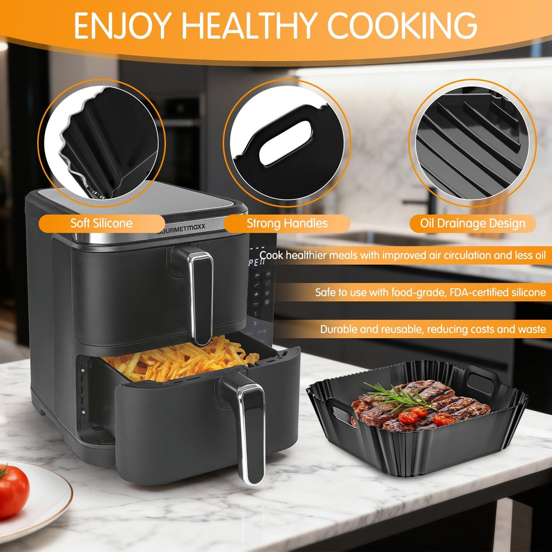 2 Stück Airfryer Silikonform Heissluftfritteuse Zubehör für Gourmetmaxx Heissluft-fritteuse Vertikal