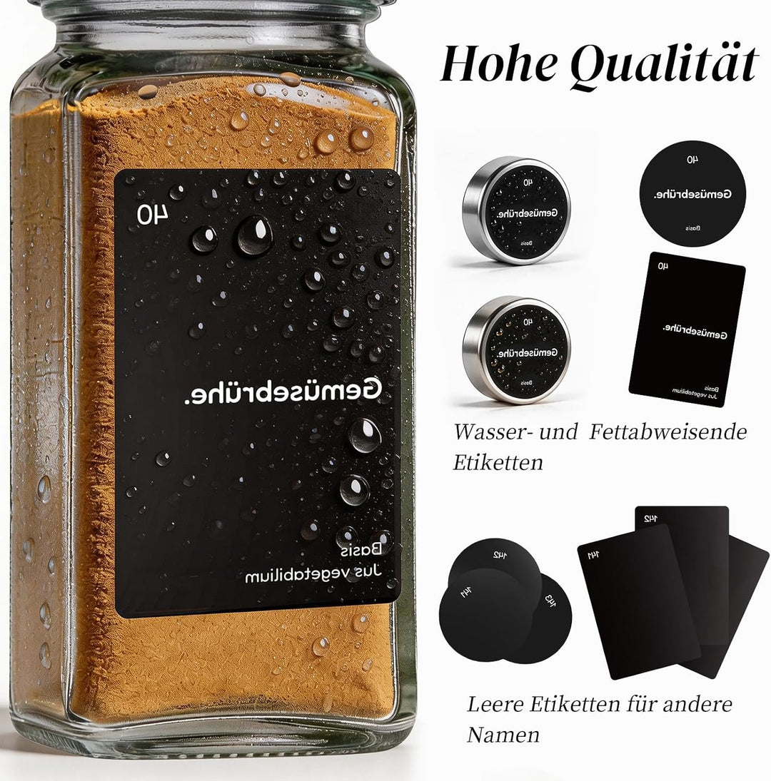 MHDCLY 24er Set Gewürzgläser Eckig mit Edelstahl Deckel (Silber) - 120ml Spice Jars &amp; Gewürzstreuer