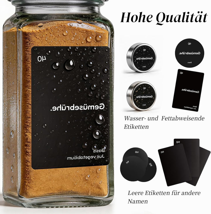 MHDCLY 24er Set Gewürzgläser Eckig mit Edelstahl Deckel (Silber) - 120ml Spice Jars &amp; Gewürzstreuer