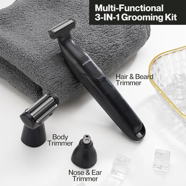 BarberBoss 3-in-1 Präzisionstrimmer Herren Bart- und Haarpflegeset für Männer, Körperpflege, Nasen-