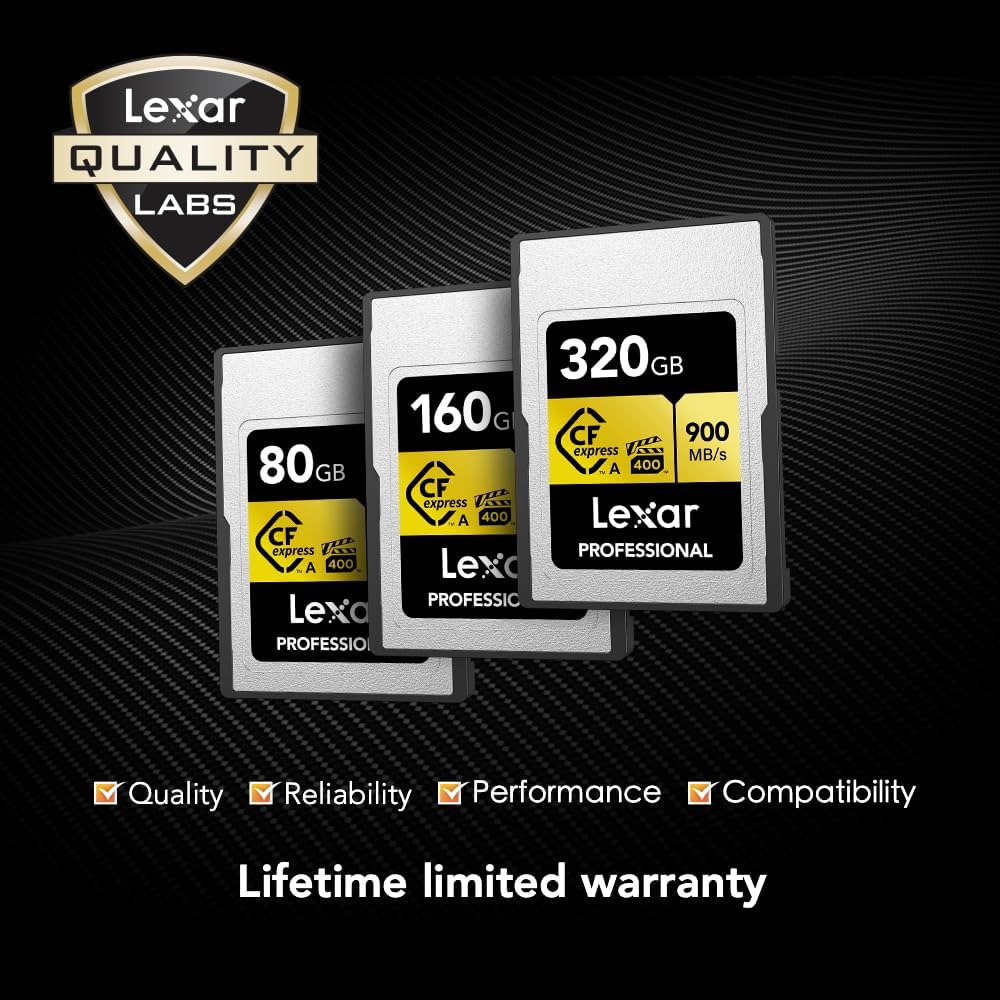 Lexar Professionelle CFexpress Typ A Gold Series Speicherkarte, 320 GB, bis zu 900 MB/s lesen, 8K-Vi