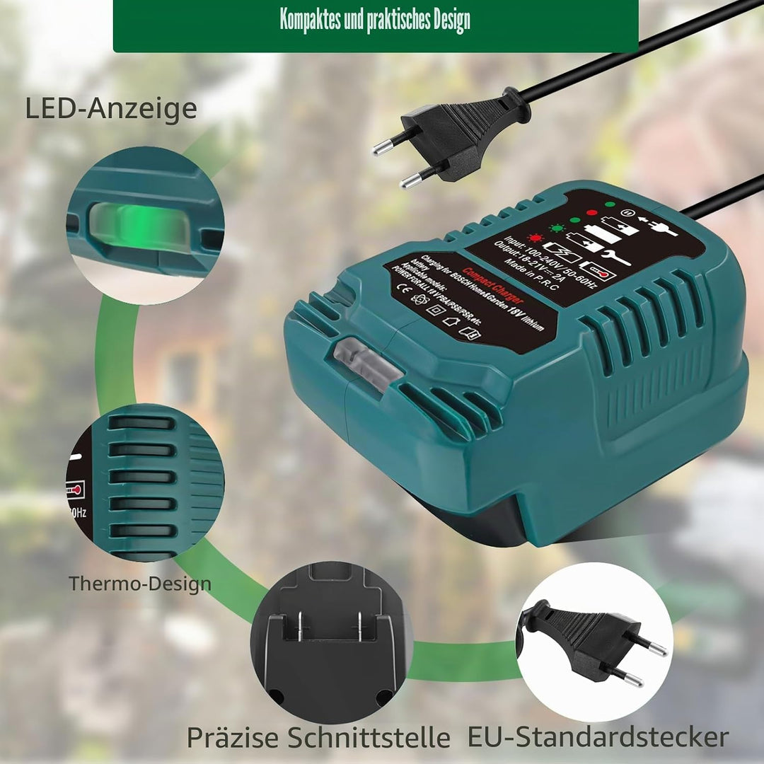 Ersatz Ladegerät für Bosch 18V PBA Haus und Garden System Akku, Tragbares Mini-Schnellladegerät mit