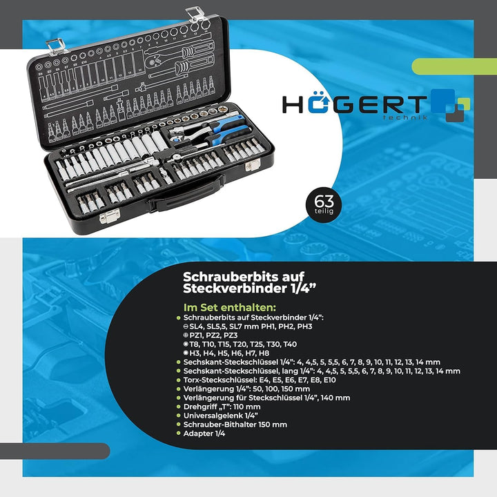 Högert Werkzeugset Werkzeugkoffer – Werkzeugsatz Werkzeug Tools Steckschlüsselsatz Schraubendreher R