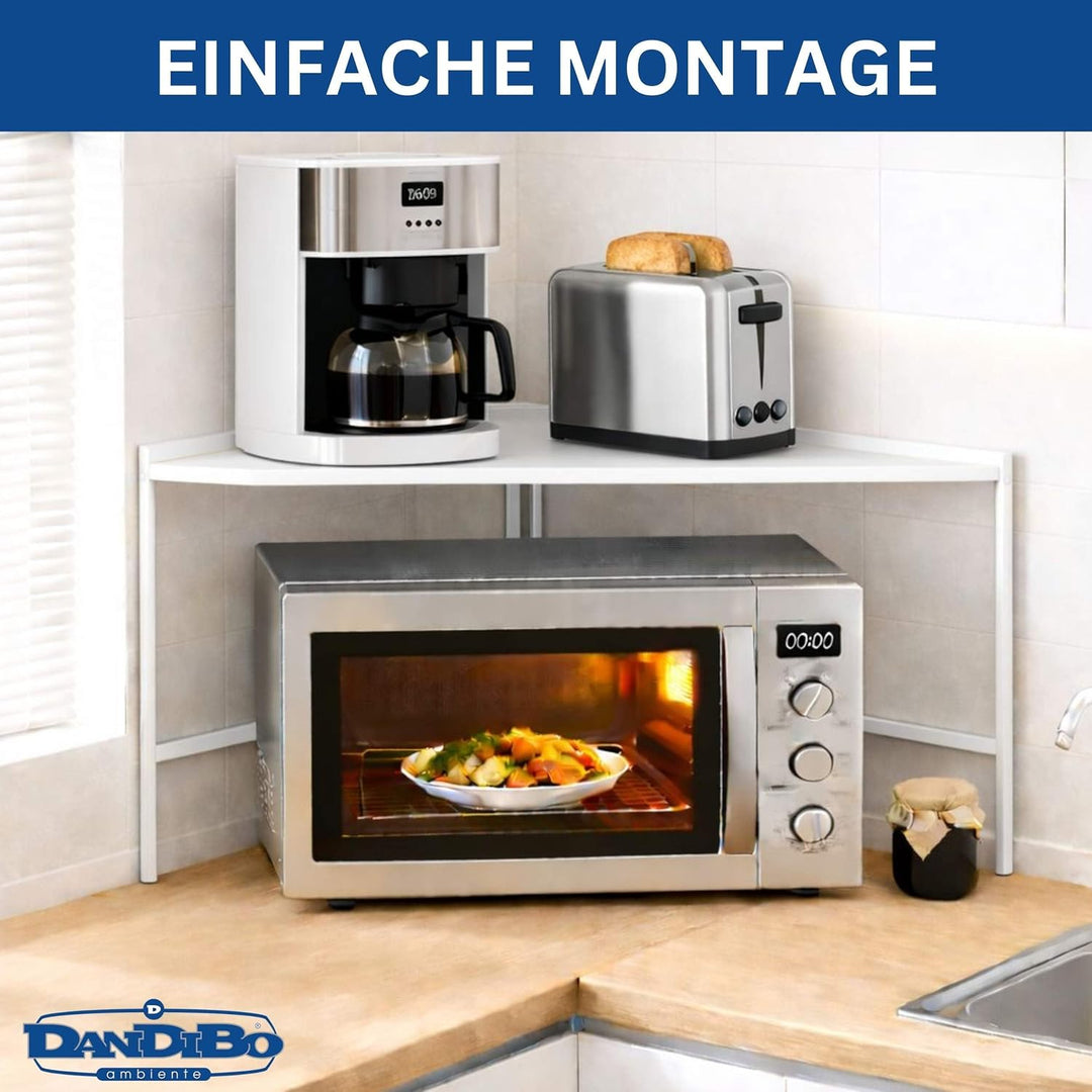 DanDiBo Eckregal Küche Arbeitsplatte Küchenregal 72x72 cm Mikrowellenregal Weiss 2 Stufig 96689 Mikr
