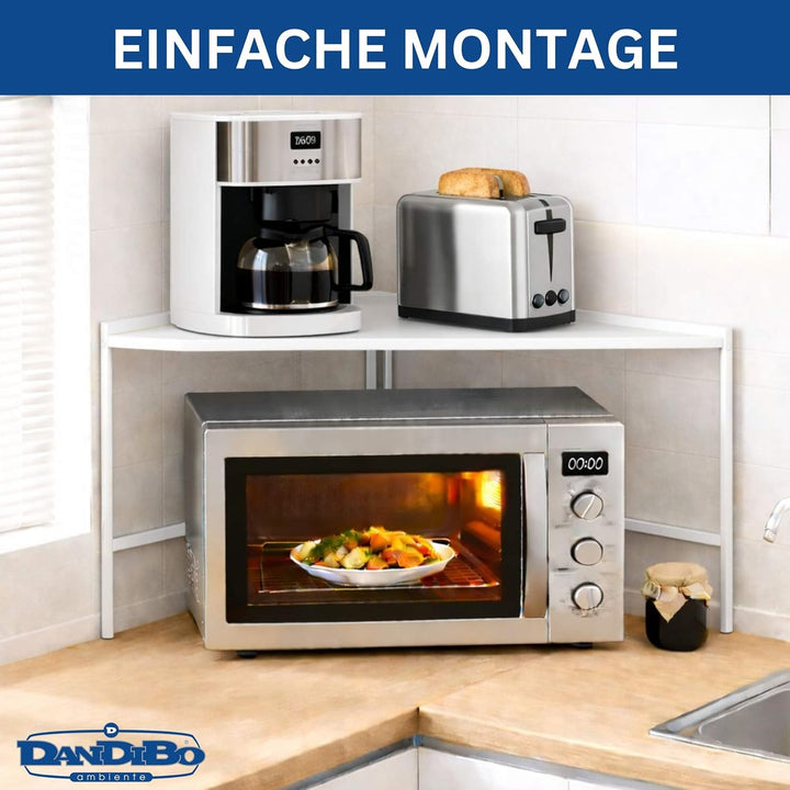 DanDiBo Eckregal Küche Arbeitsplatte Küchenregal 72x72 cm Mikrowellenregal Weiss 2 Stufig 96689 Mikr