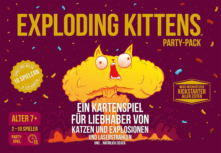 Exploding Kittens, Exploding Kittens – Party-Pack (Auflage 2024), Grundspiel + Erweiterung, Partyspi