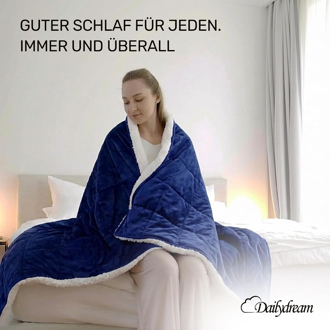 Dailydream Gewichtsdecke 135x200cm, 9,5 kg, Fleece, Blau | Gewichtsdecke mit weicher Fleece-Aussensc