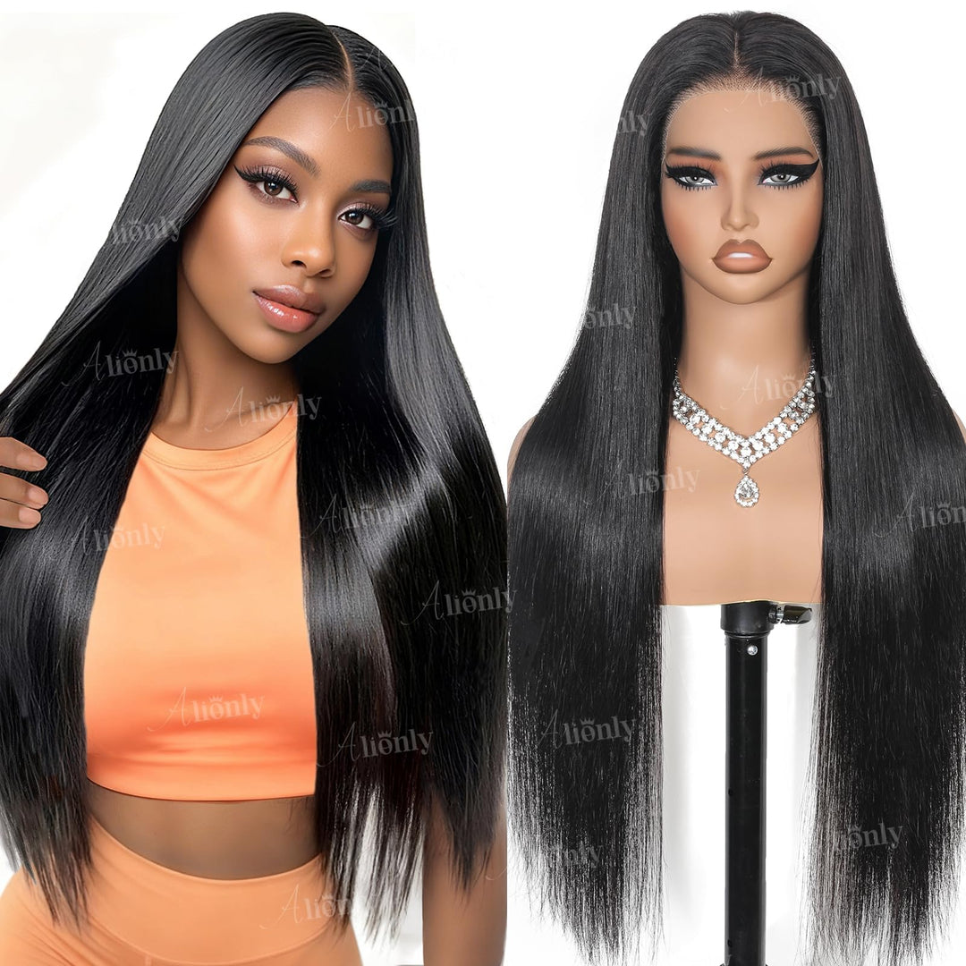 Alionly Echthaar PerüCke 13x4 Lace Front Wig,180 Dichte Glueless Wig Human Hair Straight Lace Front