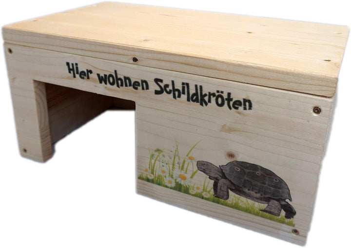 Nagerstore Schildkrötenhaus S Terrarium Schutzhaus mit Motiven & Holzlasur