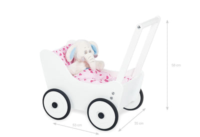 Pinolino Puppenwagen Maria, aus Holz, mit Bremssystem, Lauflernhilfe mit gummierten Holzrädern, für