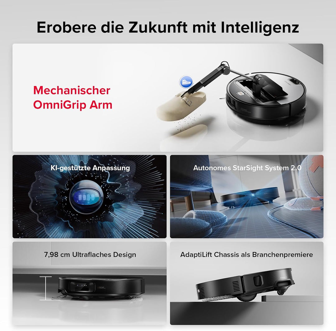 roborock Saros Z70 Saugroboter mit Wischfunktion, OmniGrip Arm, KI-gestützt, 22.000 Pa Saugkraft, 7.