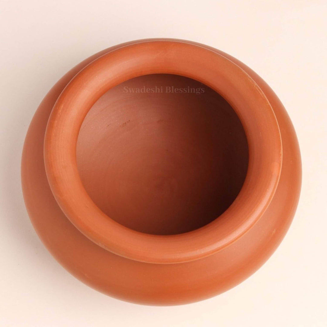 Swadeshi Blessings, handgefertigtes, exklusives Sortiment, unglasierter Dahi Handi/Quarktopf/Mitti H