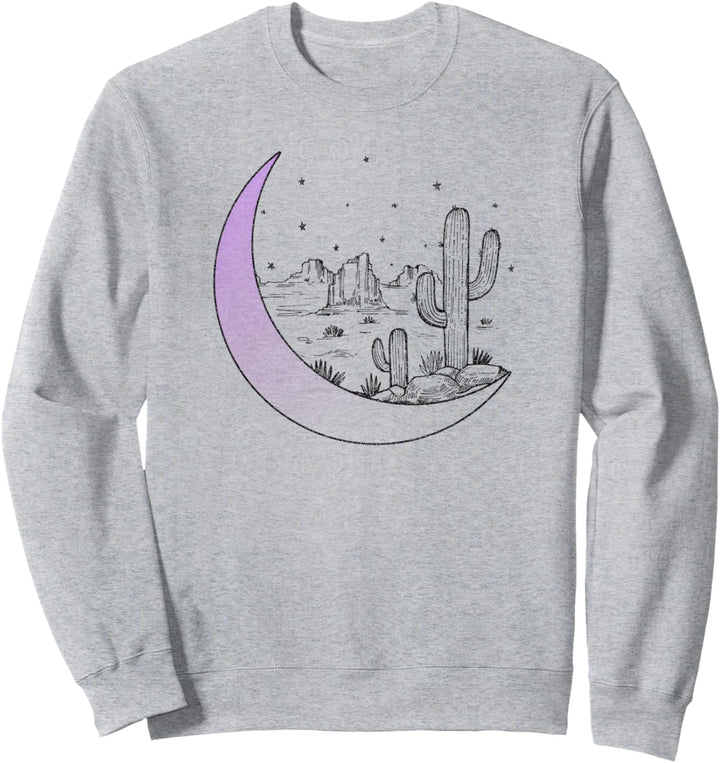 Trendy Crescent Moon Simple Night Desert Scene Sweatshirt