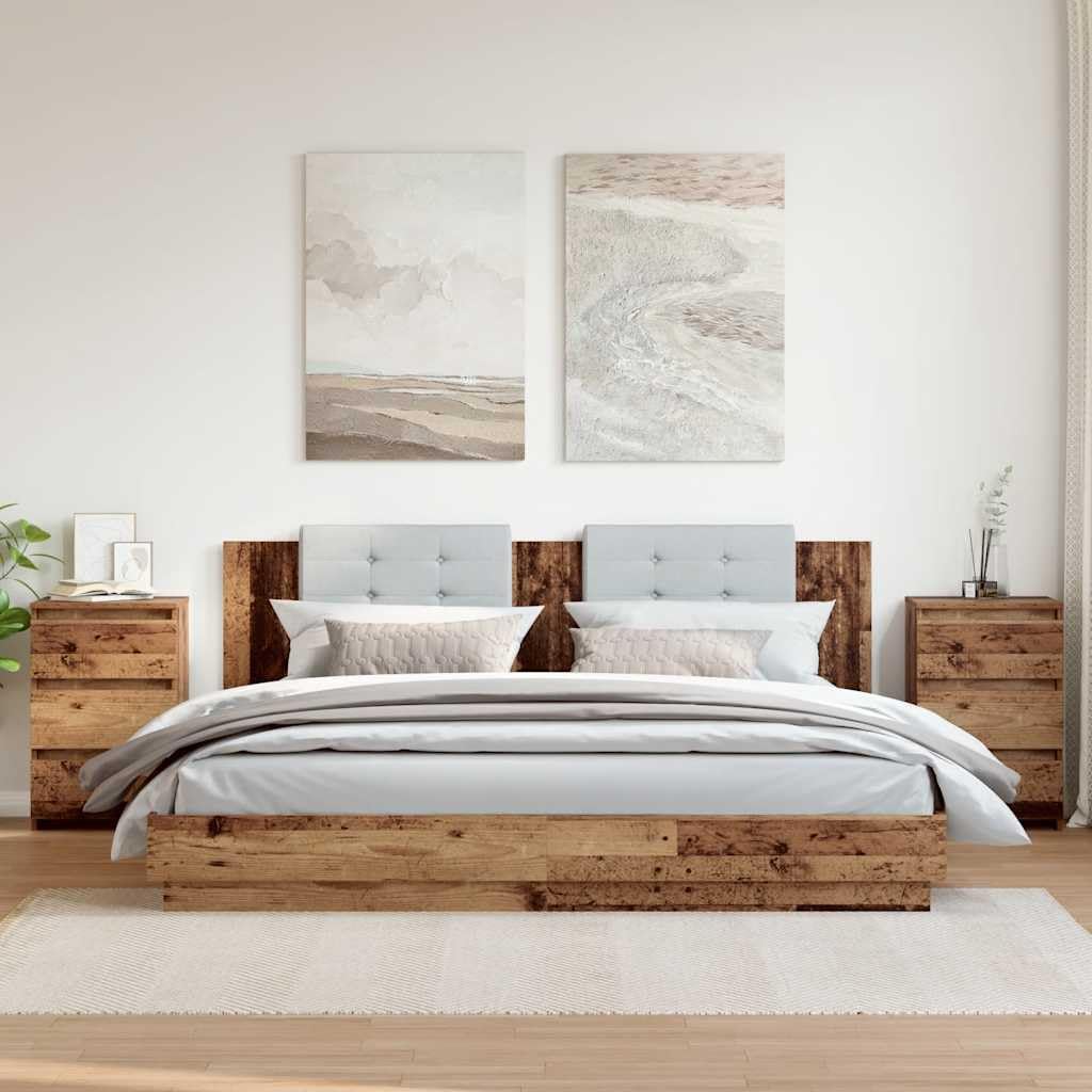 vidaXL Nachttische 2 STK. Altholz-Optik 40x35x62,5 cm Holzwerkstoff, Nachtschrank, Nachtkonsole, Sch