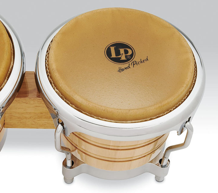 LP Latin Percussion LP813602 Generation II Wood Bongo Natural Chrome Hardware Comfort Curve II Natur