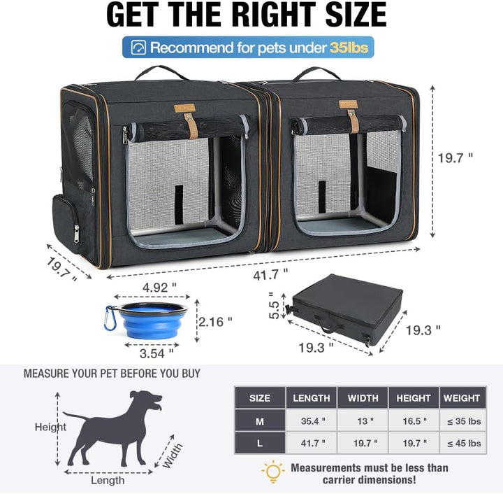 2-in-1 Hundebox Transportbox Katze für Mittelgrosses Haustier, Faltbare Katzentransportbox mit Stark