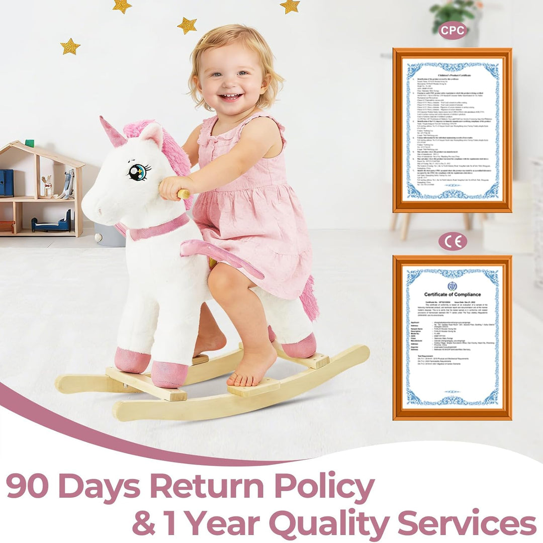 FUNLIO Einhorn-Schaukelpferd für Babys, Regenbogenfee-Einhorn-Schaukelpferd für Kleinkinder 1-3 Jahr